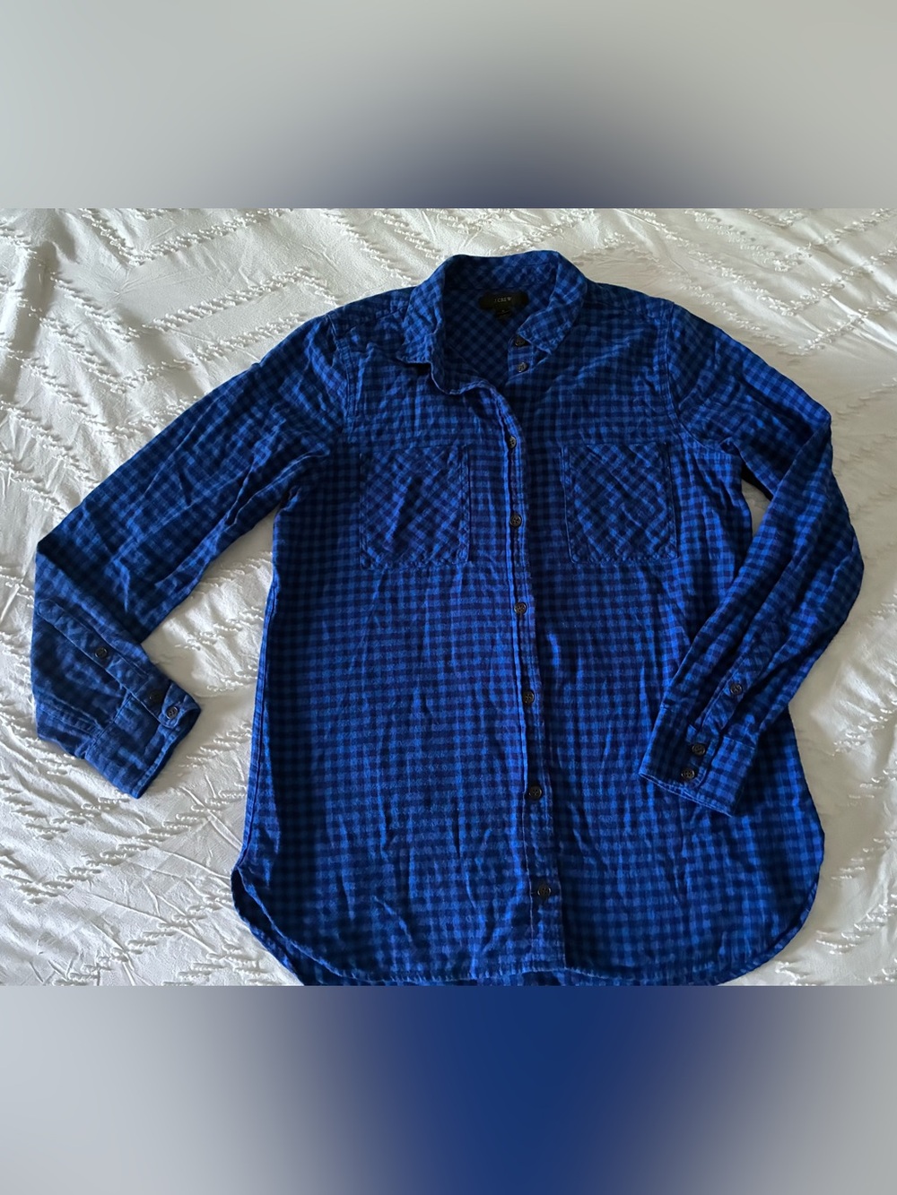 J.Crew blue plaid flannel shirt women size 4 preppy fall